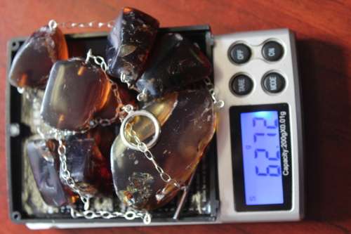 SPECTACULAR GENUINE AMBER WITH FOSSILS AND STERLING SILVER STATEMENT NECKLACE 62.7GRAM 61.5CM LENGTH