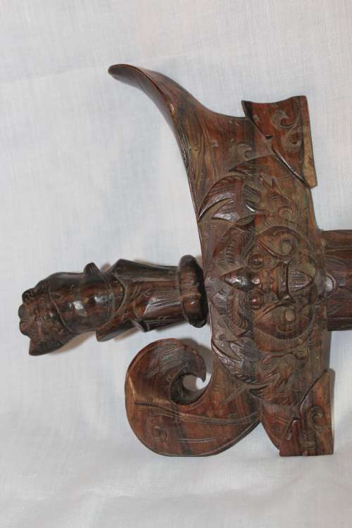 Mid Century Indonesian Wootz Steel Kerris with hand carved Rosewood Sheath and Handle  Length 62.5cm