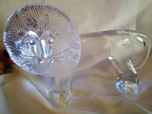 Vintage Kosta Boda Swedish Art Glass Lion by Bertil Vallen, 26cm x 15,5cm
