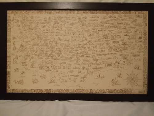 Original 1999 Charlotte K Colonial architecture Map 96.5cm by 60cm