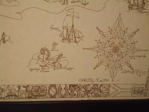 Original 1999 Charlotte K Colonial architecture Map 96.5cm by 60cm