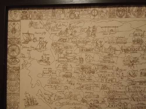 Original 1999 Charlotte K Colonial architecture Map 96.5cm by 60cm