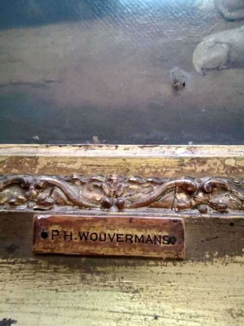 Antique oil painting Signed PH Wouvermans marked on Back part of Gen. Boulanger collection 75x63cm