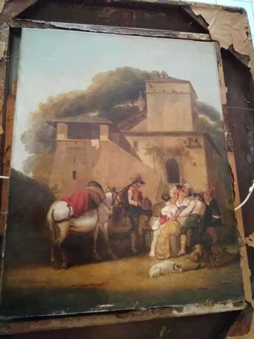 Antique oil painting Signed PH Wouvermans marked on Back part of Gen. Boulanger collection 75x63cm