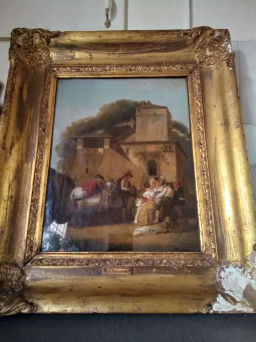 Antique oil painting Signed PH Wouvermans marked on Back part of Gen. Boulanger collection 75x63cm