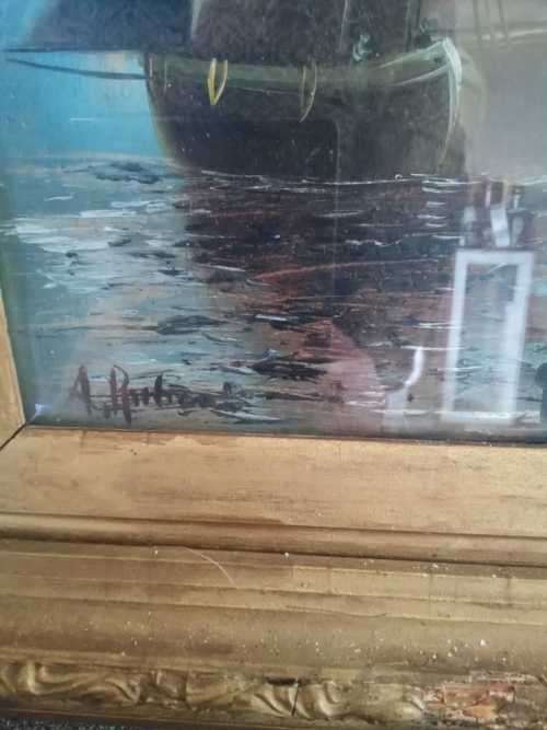 Antique Oil Painting believed to be by US artist Albert Ruben 41.5x 49.5cm