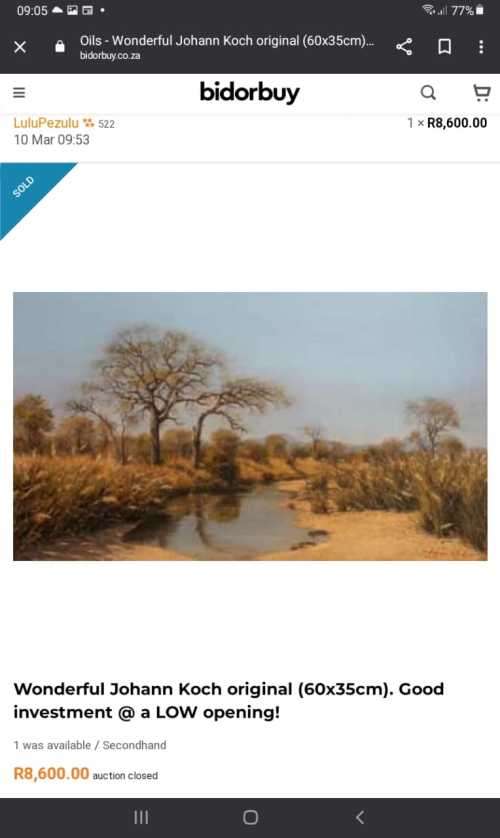 Original Johann Koch 1976 Winterveld Timbavati oil on canvas 65x50cm investment art!