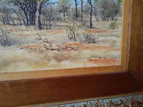 Original Johann Koch 1976 Winterveld Timbavati oil on canvas 65x50cm investment art!