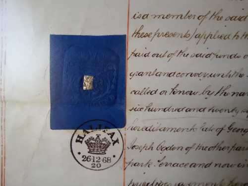Antique 1869 Yorkshire Indenture on Vellum with original stamps Huge 87x63cm double sided