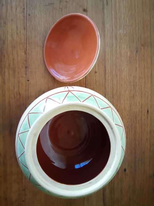 Vintage Art Deco Style Sgraffito Signed Ceramic Cookie bowl 22x17cm