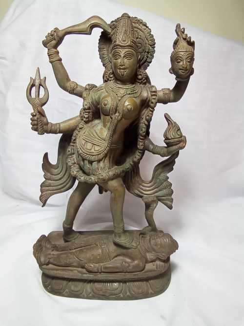 Antique Indian Temple Bronze of the God of Death, Kali! 24cm tall very heavy solid