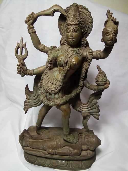 Antique Indian Temple Bronze of the God of Death, Kali! 24cm tall very heavy solid