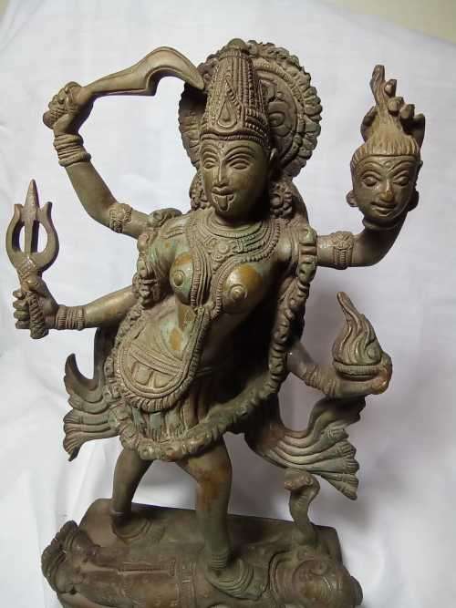 Antique Indian Temple Bronze of the God of Death, Kali! 24cm tall very heavy solid