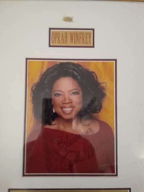 Original Oprah Winfrey Autographed Headshot in Lovely frame. 78cm x 49cm