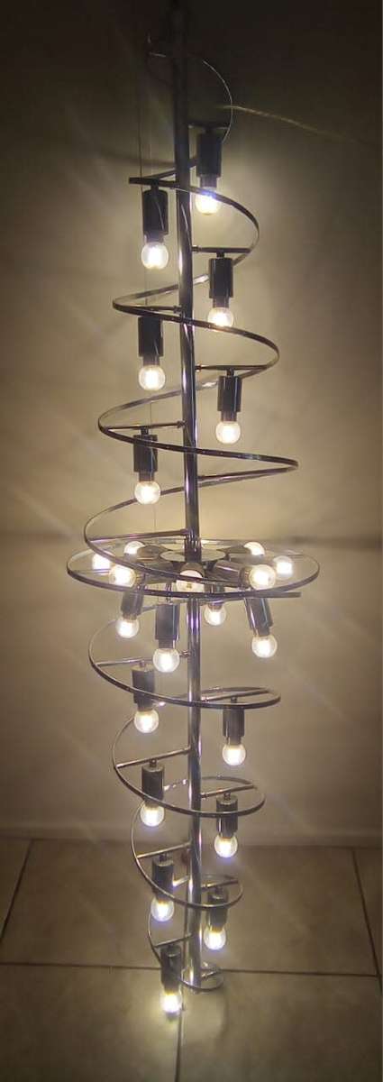 Stunning 190cm tall by 46cm wide Chromed Pendant Chandelier Including all 25 leds