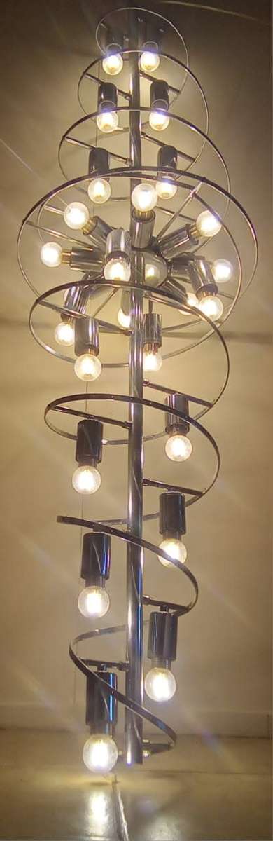 Stunning 190cm tall by 46cm wide Chromed Pendant Chandelier Including all 25 leds