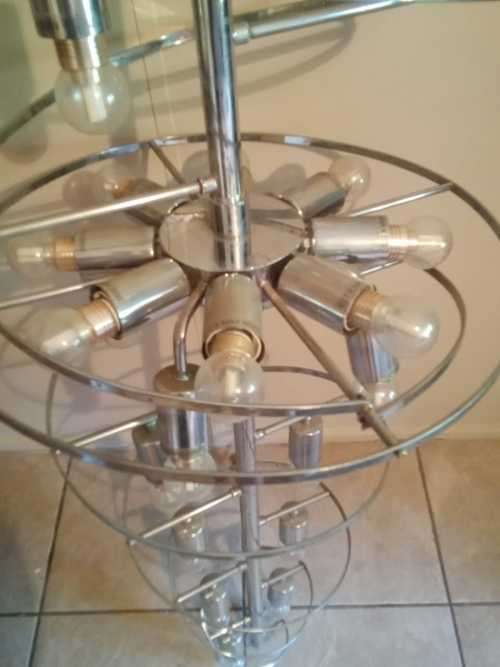 Stunning 190cm tall by 46cm wide Chromed Pendant Chandelier Including all 25 leds