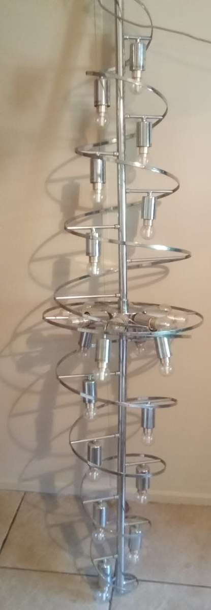 Stunning 190cm tall by 46cm wide Chromed Pendant Chandelier Including all 25 leds
