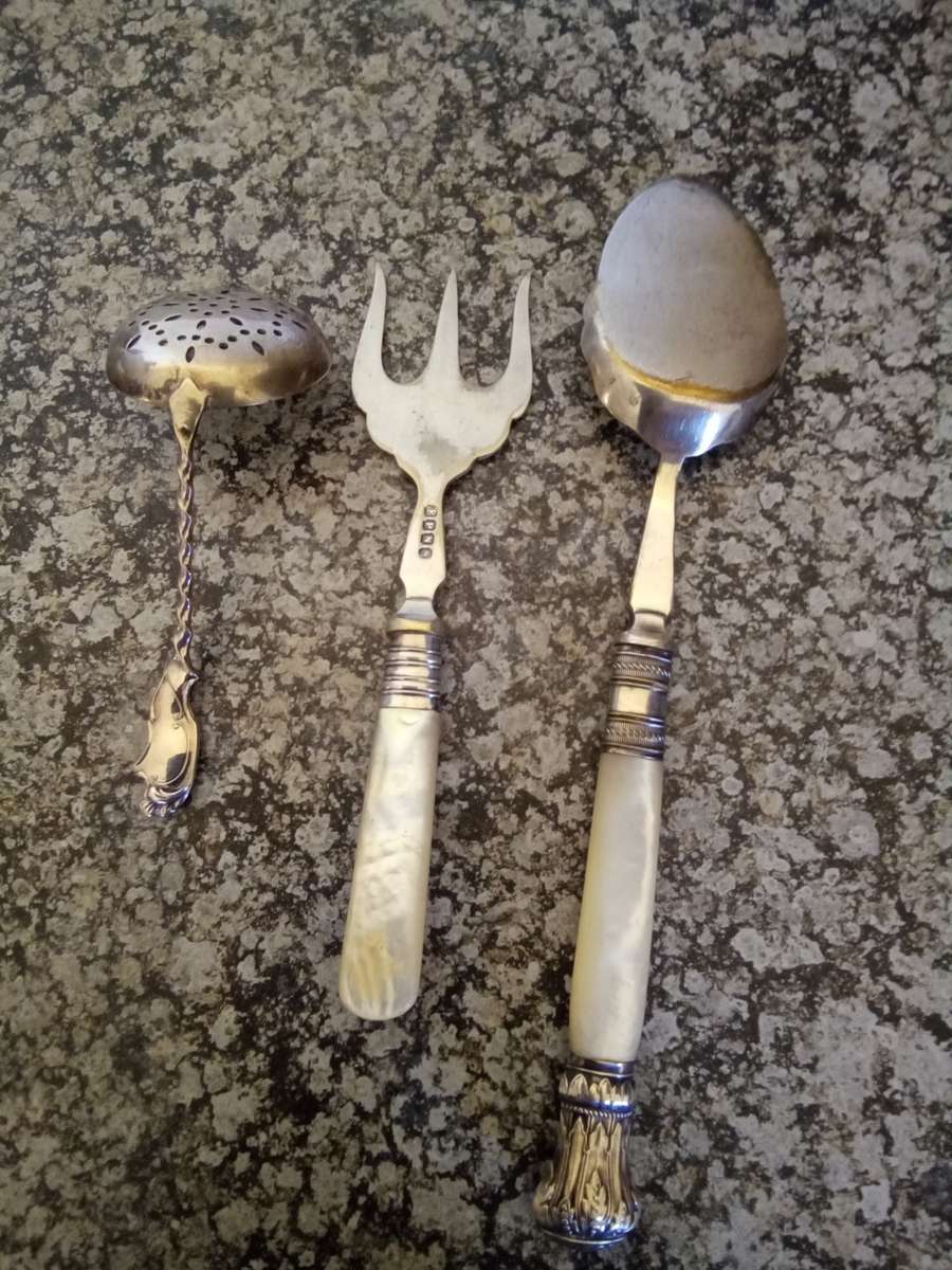 Antique Mother of Pearl handled Dessert Set