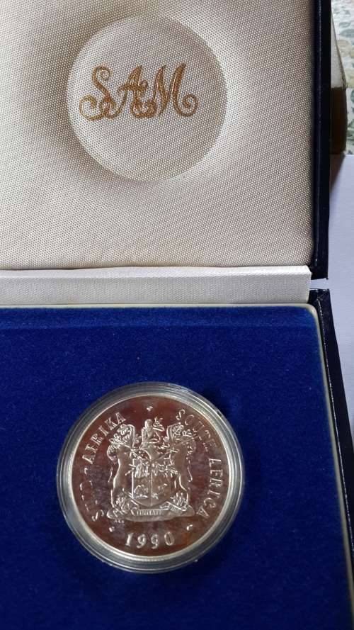 1990-Protea -Proof -R1 ( Silver in SA Mint Box )