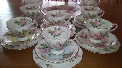 Vintage Foley Bone China 21 Piece -Tea Set -Pink Roses -Plus Plus Extra's.