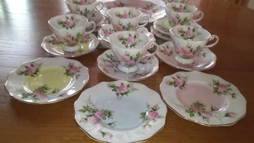 Vintage Foley Bone China 21 Piece -Tea Set -Pink Roses -Plus Plus Extra's.