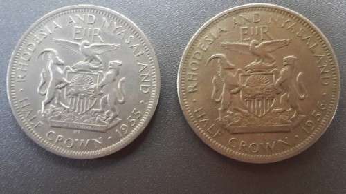 Rhodesia /Nyasaland -2 x Half Crowns -1955 and 1956
