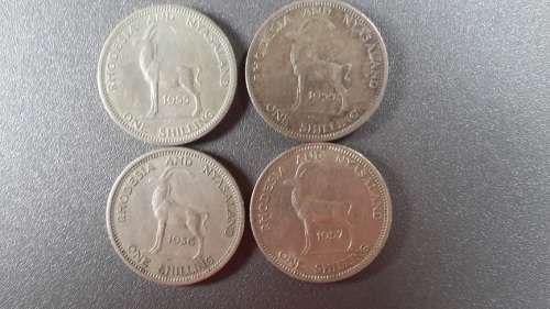 Rhodesia /Nyasaland -4 x One Shillings -1955 x2, 1956 and 1957