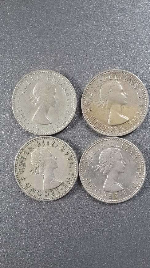 Rhodesia /Nyasaland -4 x One Shillings -1955 x2, 1956 and 1957