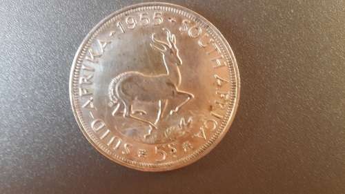 1955 -5 Shillings Silver Crown -Union of SA - Scarce
