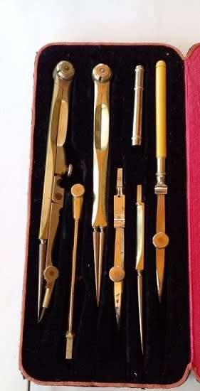 Vintage Brass Drawing Tool Set
