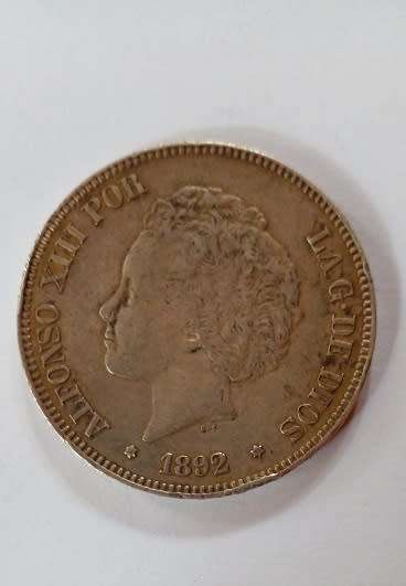 1892  5 Pesetas  -Alfonso X111 of Spain