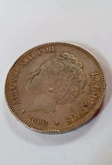 1892  5 Pesetas  -Alfonso X111 of Spain