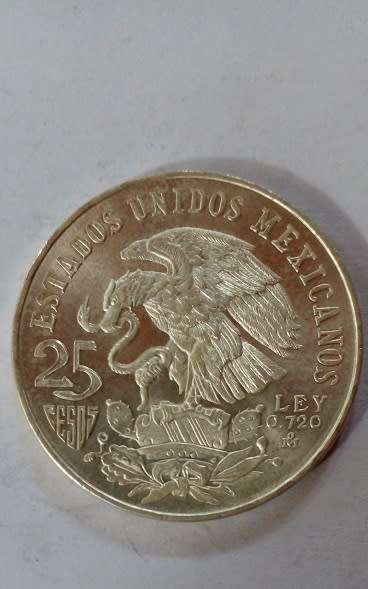 1968 -Mexico Olympic Games 25 Ley Silver Coin