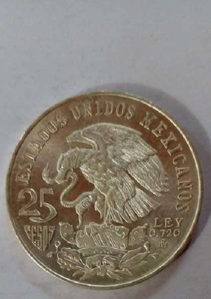1968 -Mexico Olympic Games 25 Ley Silver Coin