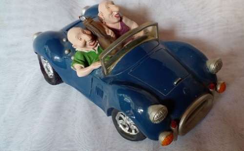 Vintage -Ceramic Car,- Money Box with Two Funny Guys, off on a Golf Trip.