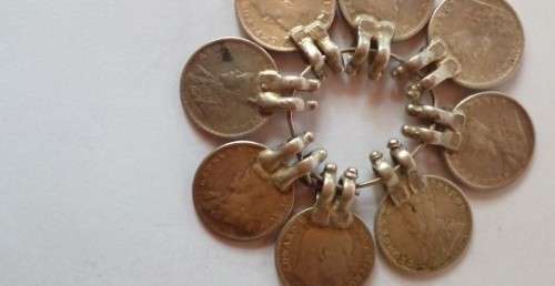 India -8 x 1/4 Rupees Silver Coins -Fitted with Old Style Holders, high Silver content.