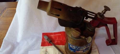 Vintage -Swedish Optimus Brass Paraffin Blow Torch (Soldering Iron).
