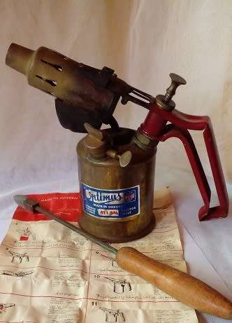 Vintage -Swedish Optimus Brass Paraffin Blow Torch (Soldering Iron).
