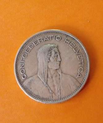 1932 Swiss -5 Francs -Silver Coin