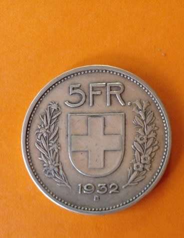 1932 Swiss -5 Francs -Silver Coin