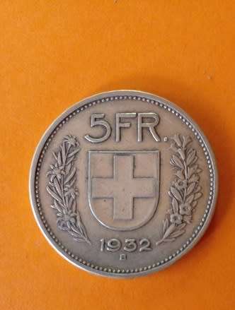1932 Swiss -5 Francs -Silver Coin