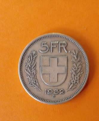 1932 Swiss -5 Francs -Silver Coin