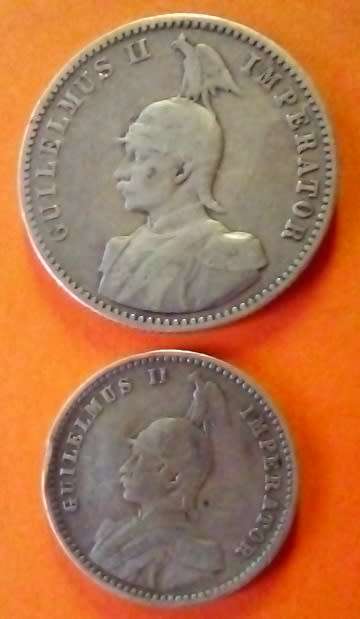 German East Africa -2 x Coins, 1901 -1/2 Rupie and 1906J -1/4 Rupie -Scarce