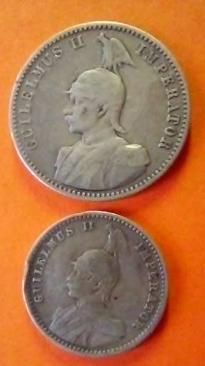 German East Africa -2 x Coins, 1901 -1/2 Rupie and 1906J -1/4 Rupie -Scarce