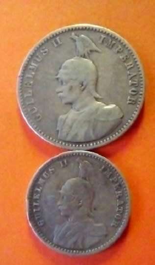 German East Africa -2 x Coins, 1901 -1/2 Rupie and 1906J -1/4 Rupie -Scarce