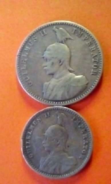 German East Africa -2 x Coins, 1901 -1/2 Rupie and 1906J -1/4 Rupie -Scarce
