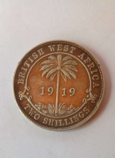 British West Africa -1919 -Two Shillings Coin -Silver