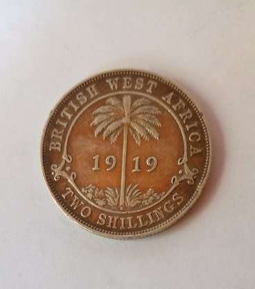 British West Africa -1919 -Two Shillings Coin -Silver