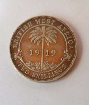 British West Africa -1919 -Two Shillings Coin -Silver